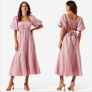 ASTR Dusty Rose Puff Sleeve Dress